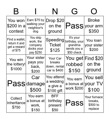 Month Bingo Card