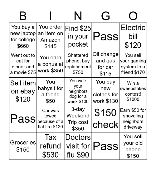 Month Bingo Card