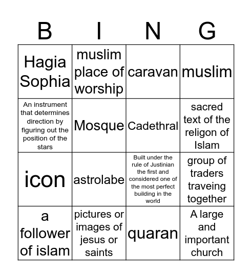 Byzantine empire Bingo Card