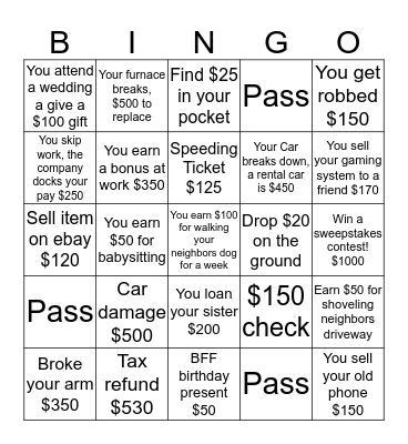 Month Bingo Card