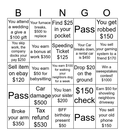 Month Bingo Card