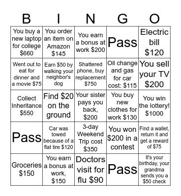 Month Bingo Card