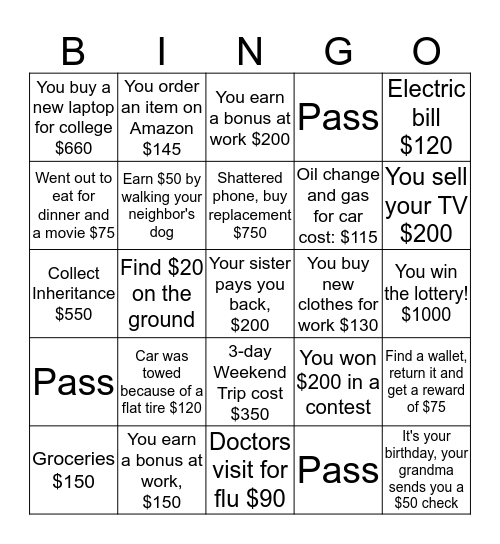 Month Bingo Card