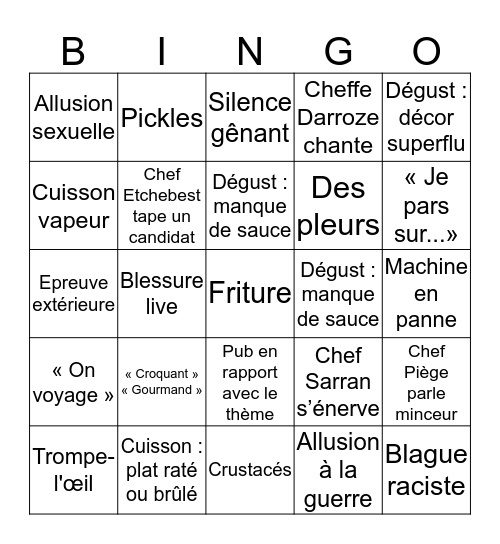 BINGO TOP CHEF 2020 Bingo Card