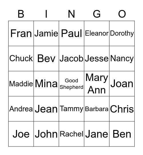 Friendship Bingo Card