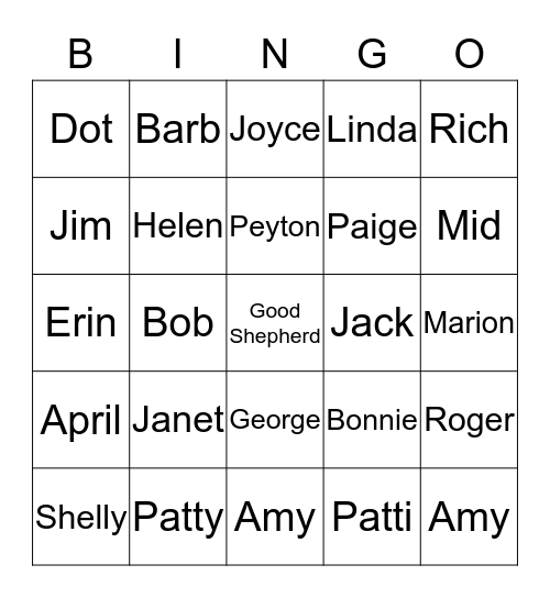 Friendship Bingo Card