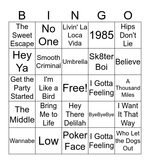 2000s Bingo Card