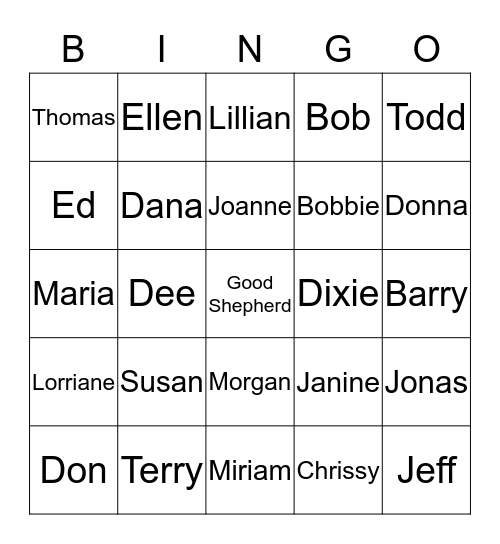 Friendship Bingo Card