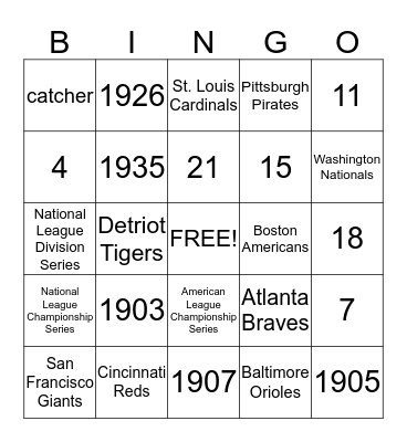 World Series Bingo Card