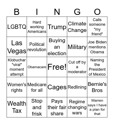 Las Vegas Democratic Bingo Card