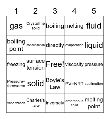 Science Chapter 2 Bingo Card