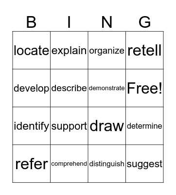 Vocabulary Bingo Card