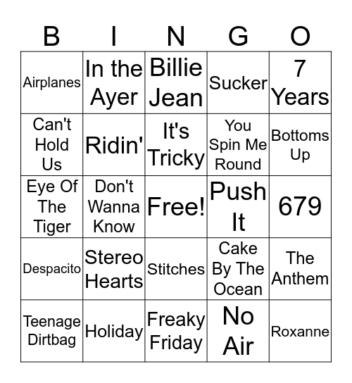 Random Hits & Old School Favs Bingo Card
