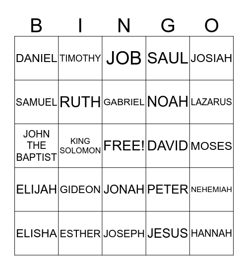 BIBLE Bingo Card