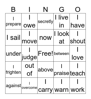 Latin bingo Card