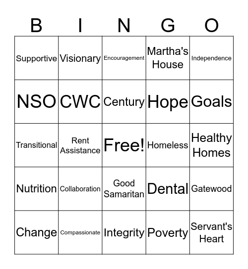 NSO Bingo Card