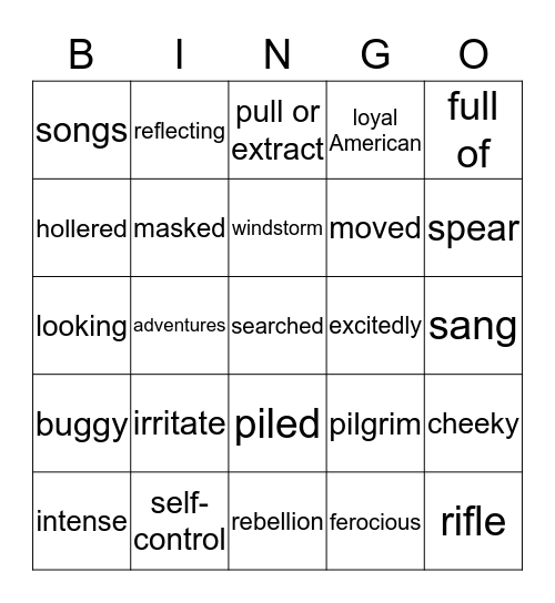 AM Synonyms 1-4 Bingo Card