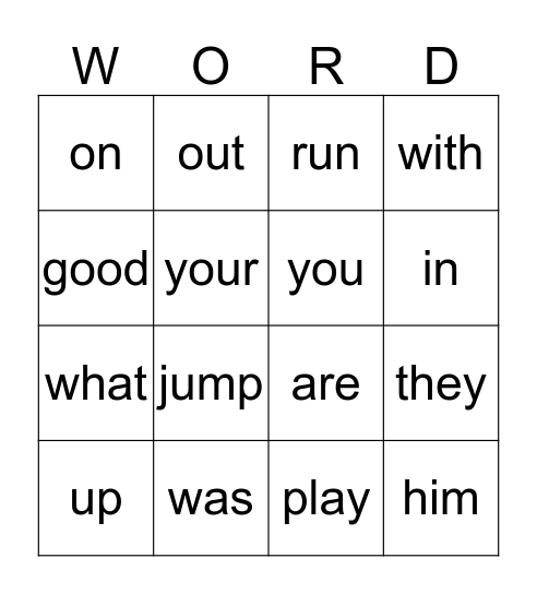 WORD Bingo Card