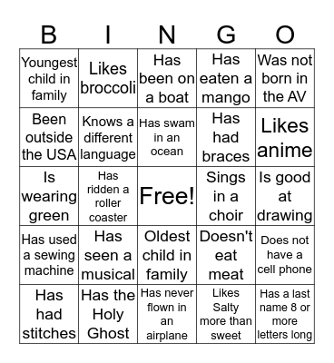 Rapport Building Bingo Card