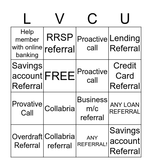 REFERRAL BINGO Card