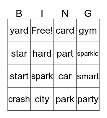 Spelling  Bingo Card