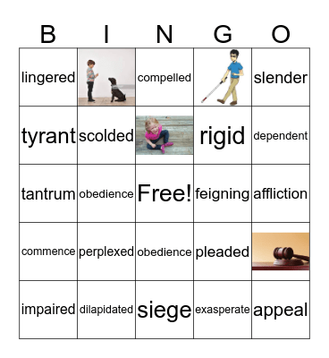 Vocabulary Bingo Card