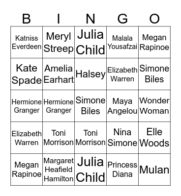 JCU Women's Month Bingo Card