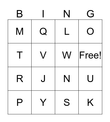 ALPHABET BINGO Card
