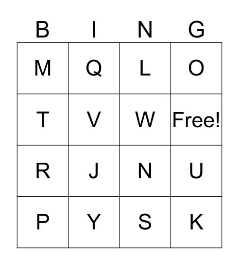 ALPHABET BINGO Card