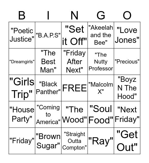 Name That Movie Bingo Card