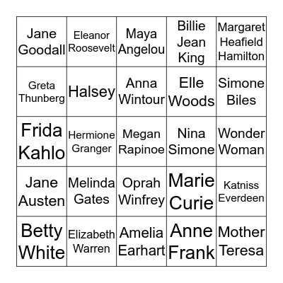 JCU Women's Month Bingo Card