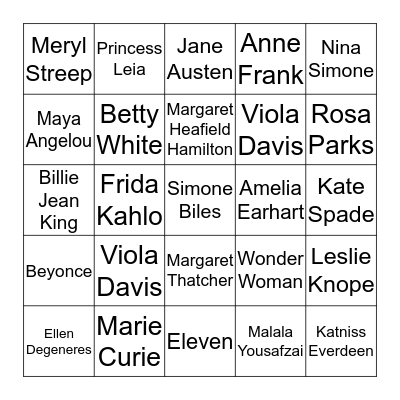 JCU Women's Month Bingo Card