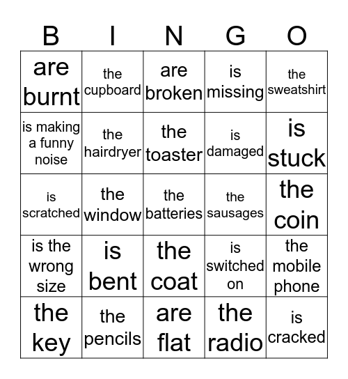 there is something wrong Bingo Card