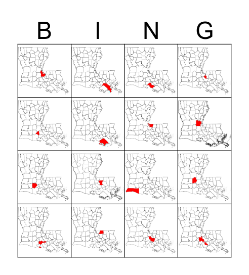 Parish Locations Sections 6-7 Bingo Card