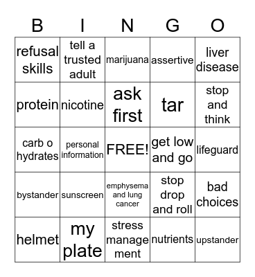 Choose Health Bingo Card