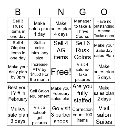 Our Hustle Bingo Card