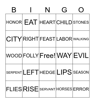 Ecclesiastes 10 Bingo Card