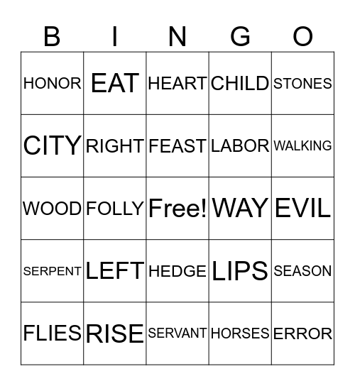 Ecclesiastes 10 Bingo Card