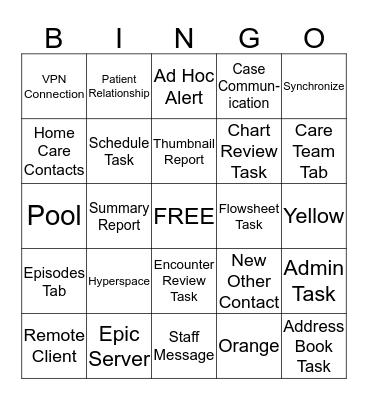 Clinician I Bingo Card