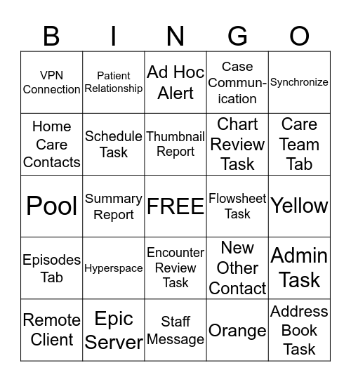 Clinician I Bingo Card