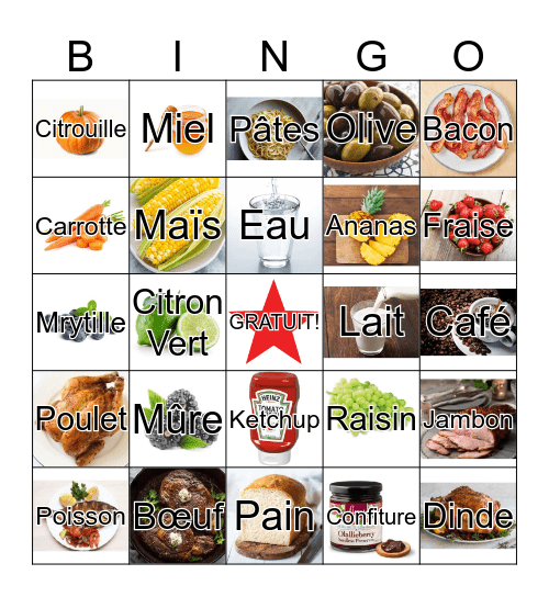 FRENCH FOOD BINGO Card