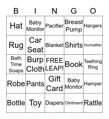 Leap Frog Baby Bingo Card