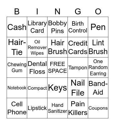 Chandra's Purse Bingo Card