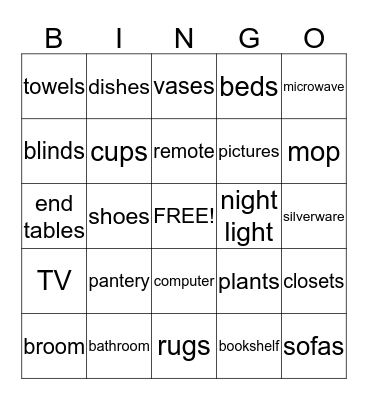 Housewarming Bingo Card