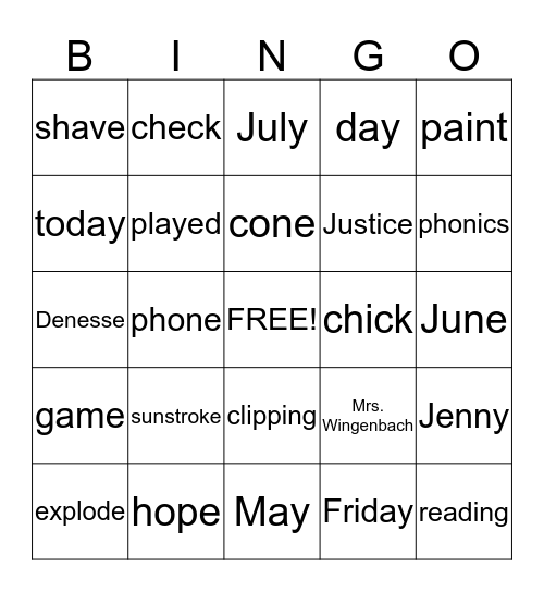 Blue Book Bingo Card