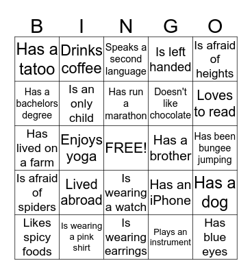 Breakfast Mingle Bingo Card