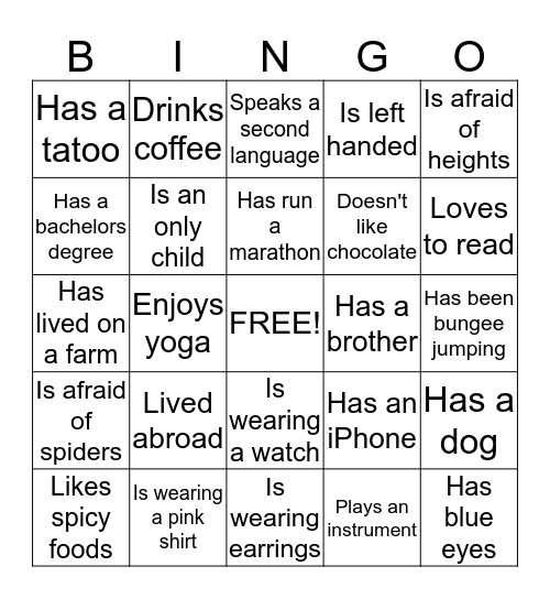 Breakfast Mingle Bingo Card