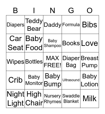 Tania Meneses Baby Shower Bingo Card