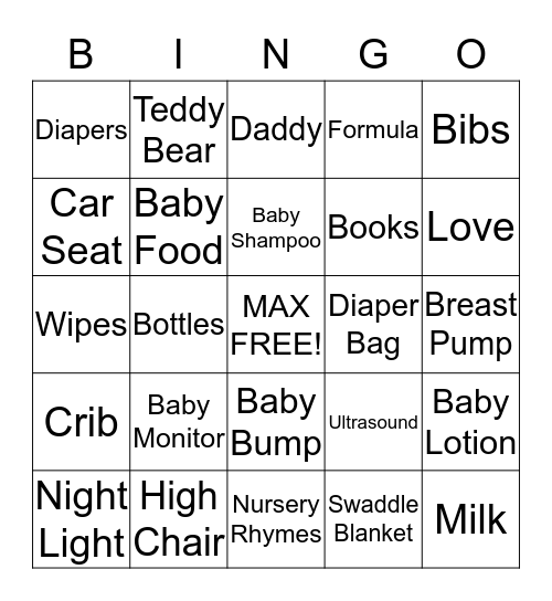 Tania Meneses Baby Shower Bingo Card