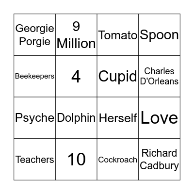 Valentine's Bingo Card